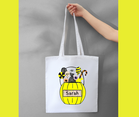 Canvas tote with color printed design