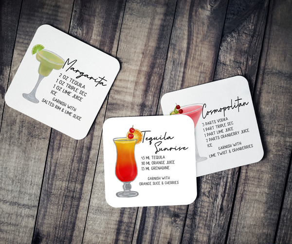 Cocktail Drink Recipe Coasters