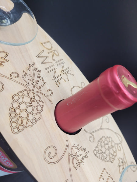 Wooden engraved wine caddy