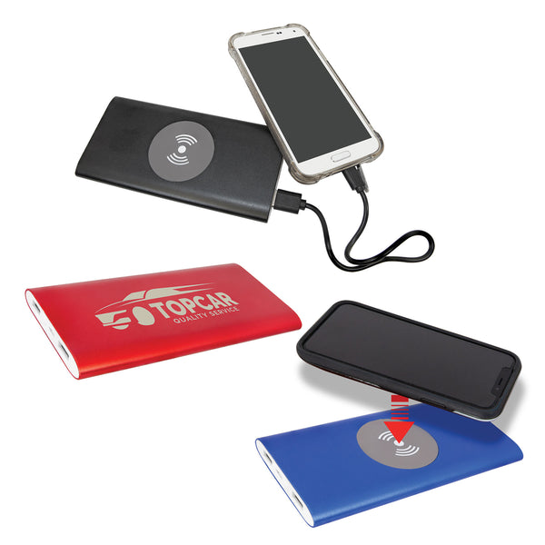 Wireless anodized power bank and aluminum charger set