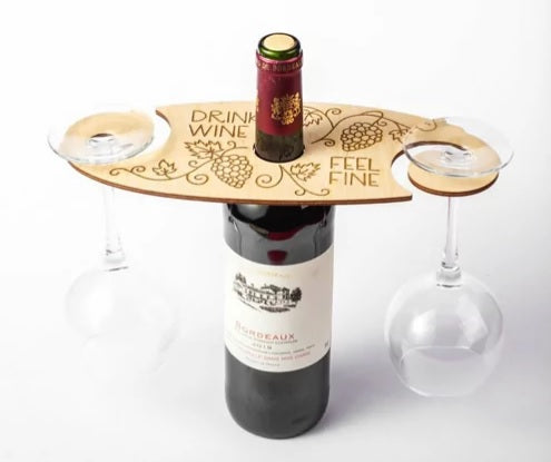 Wooden engraved wine caddy